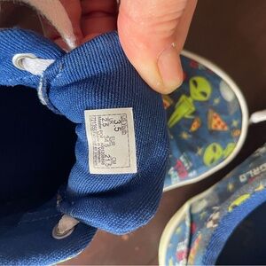 Blue Alien and Pizza Print Vans